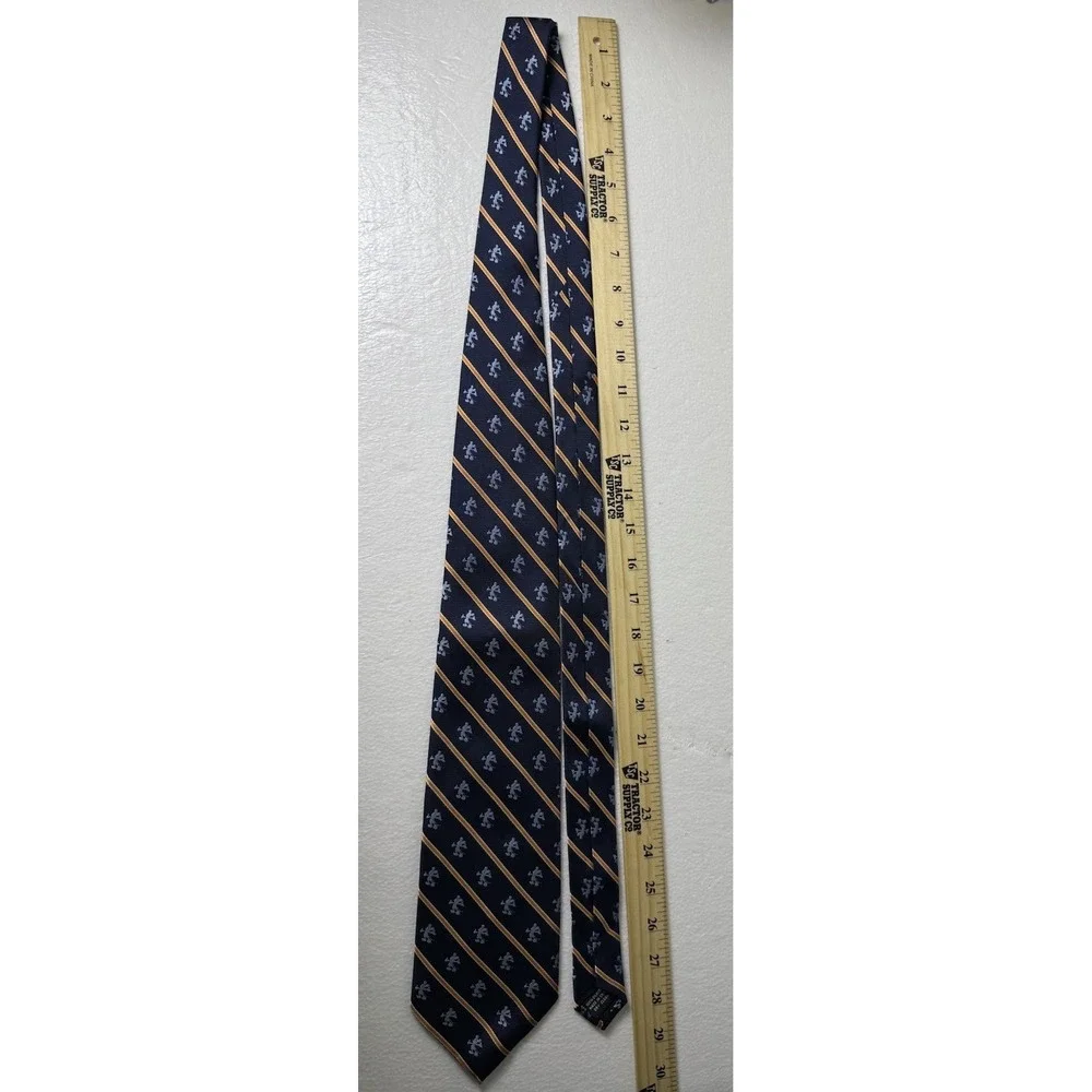 Vintage Walt Disney World~Navy/Orange Striped ‎ Mickey Mouse Silk Tie